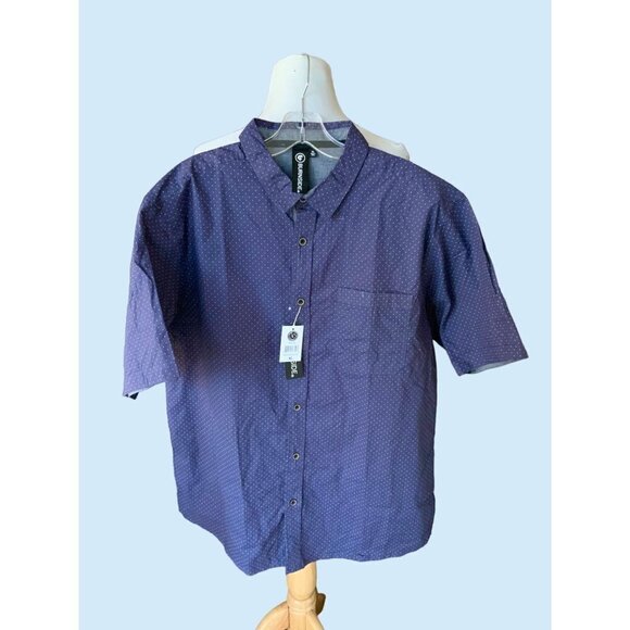 BURNSIDE MENS SHORT SLEEVE COLLARED BUTTON UP NAVY WHITE DOT SHIRT NEW XL - Picture 7 of 7